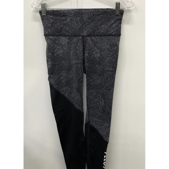 Lululemon Peloton Speed Up Tight 28 Black White Dotted Mesh Leggings Womens 6 - Picture 1 of 5